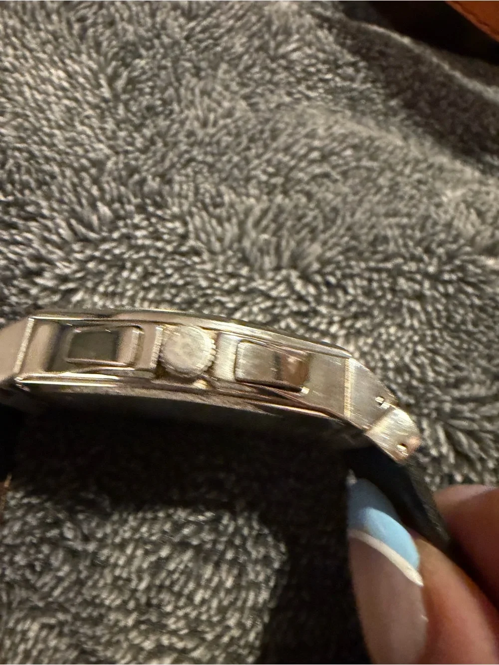 Bulova Silver-Toned Dial Watch with Black Strap